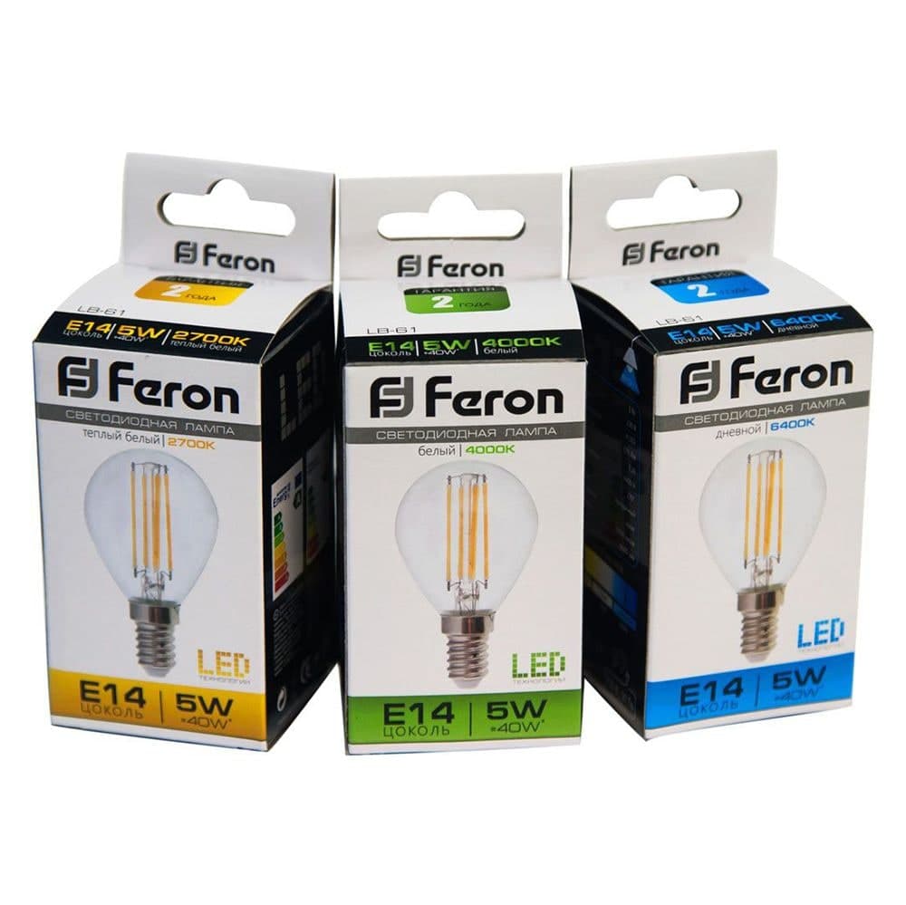 Лампа светодиодная Feron LB-61 Шарик E14 5W 230V 4000K