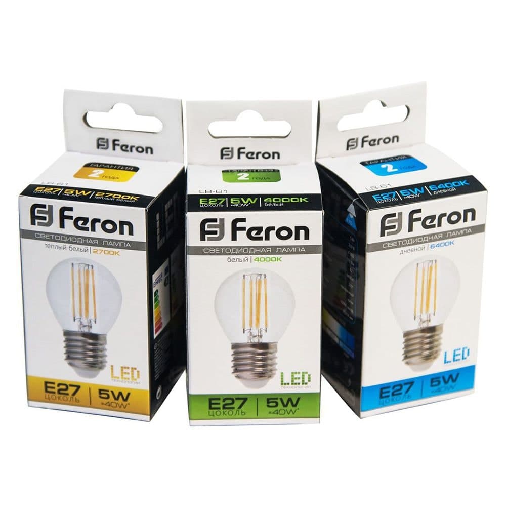 Лампа светодиодная Feron LB-61 Шарик E27 5W 230V 4000K