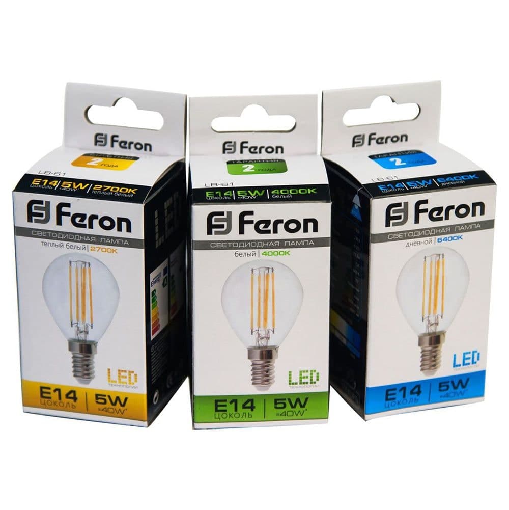 Лампа светодиодная Feron LB-61 Шарик E14 5W 230V 2700K