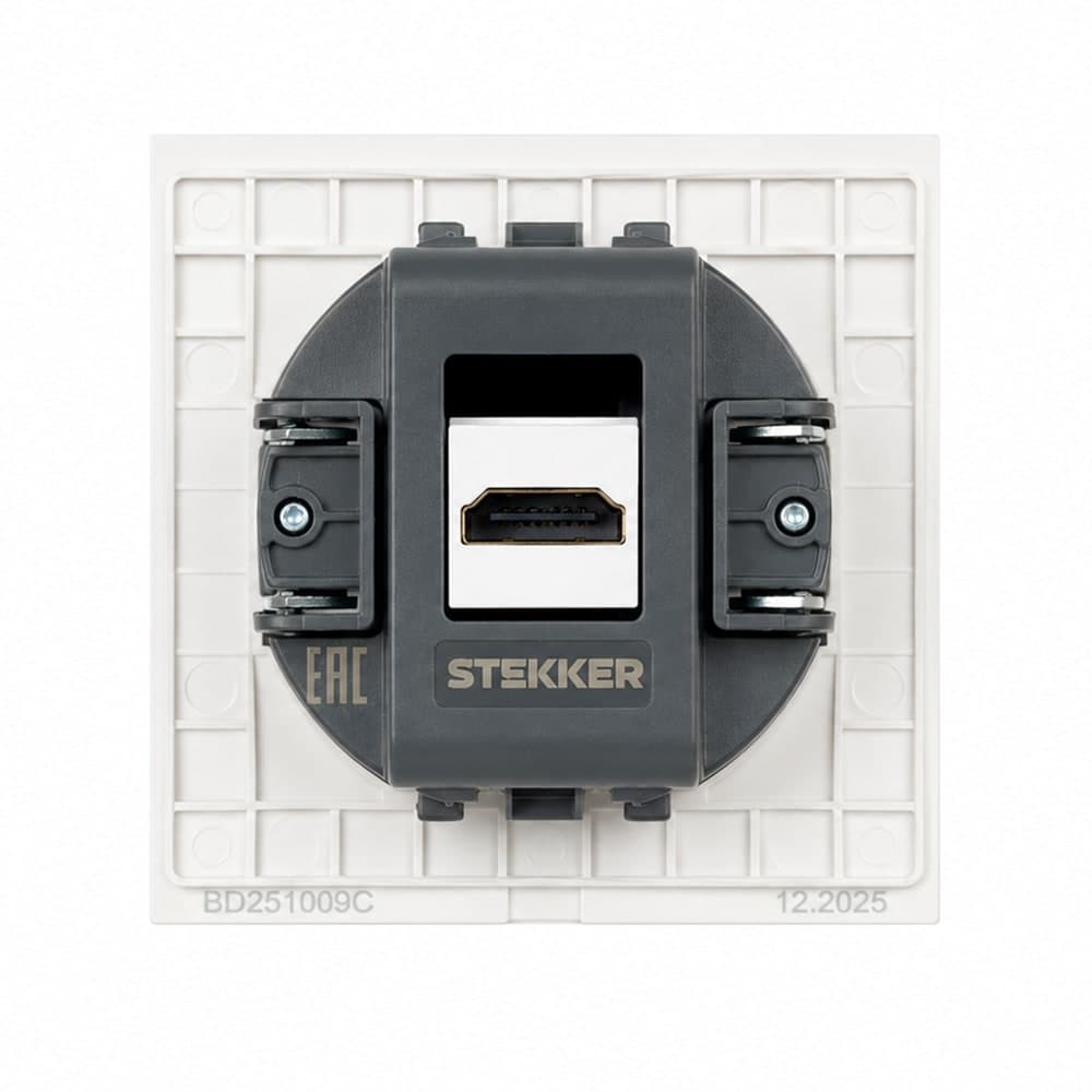 Розетка HDMI 2.0 Type A (механизм), STEKKER серия Мия, RST00-3118-01, белая магнолия