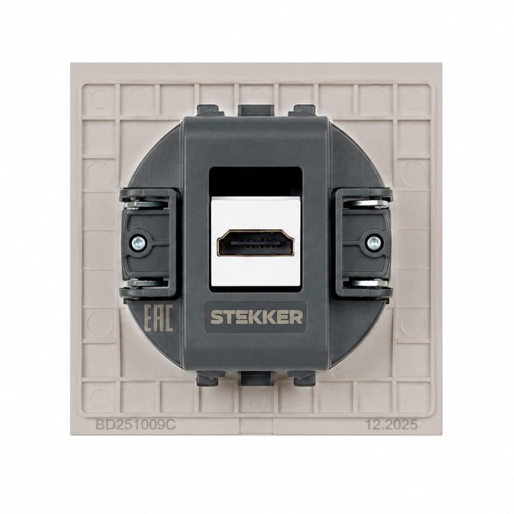 Розетка HDMI 2.0 Type A (механизм), STEKKER, серия Мия, RST00-3118-08, пудровый жемчуг