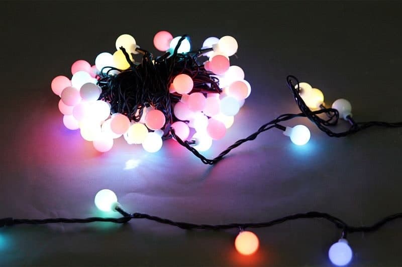 Гирлянда светодиодная 10м 100LED c насадками "шарик", зеленый провод Sneha A-002A LED RGB