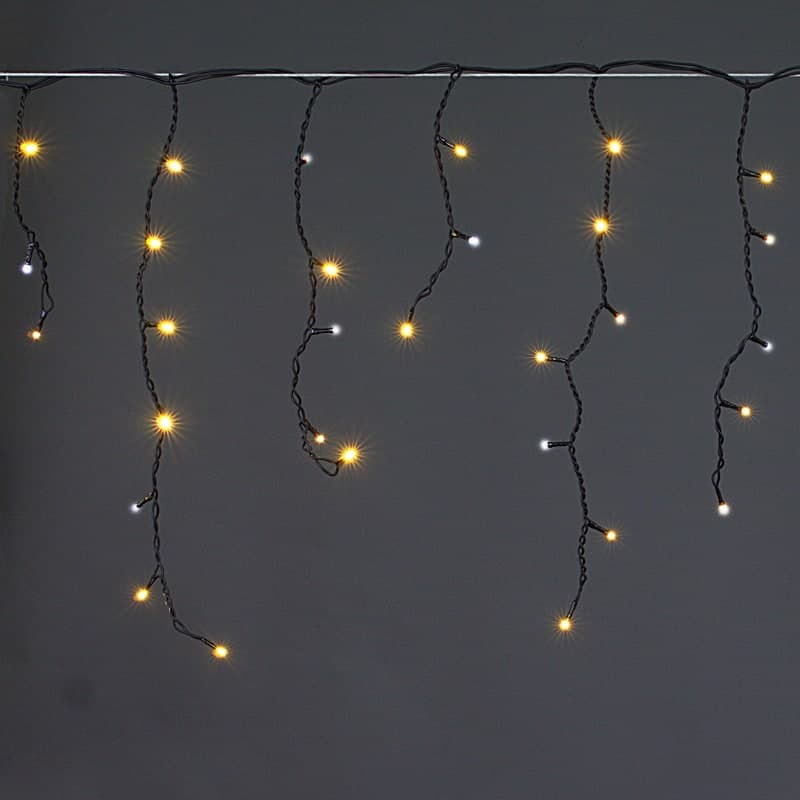 Светодиодная гирлянда "бахрома" 5x0.6м 180LED черный провод влагозащищен. Sneha A-056AR WW/W FLASH
