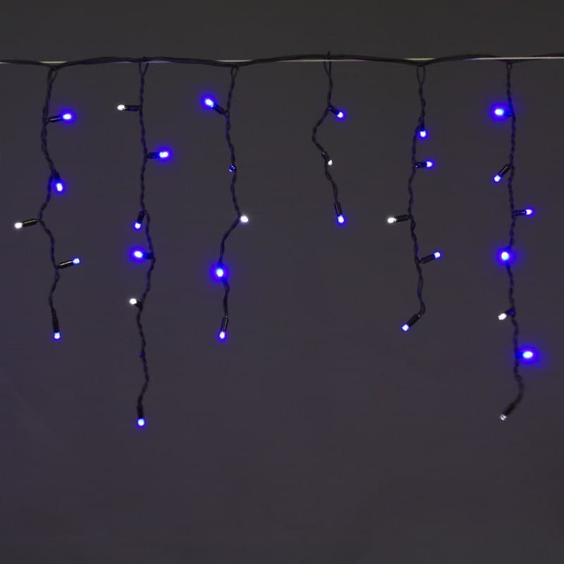 Гирлянда светодиодная 5х0,6м 180LED в виде "бахрома" , провод черный,морозостойк. Sneha A-057A BL/W FLASH