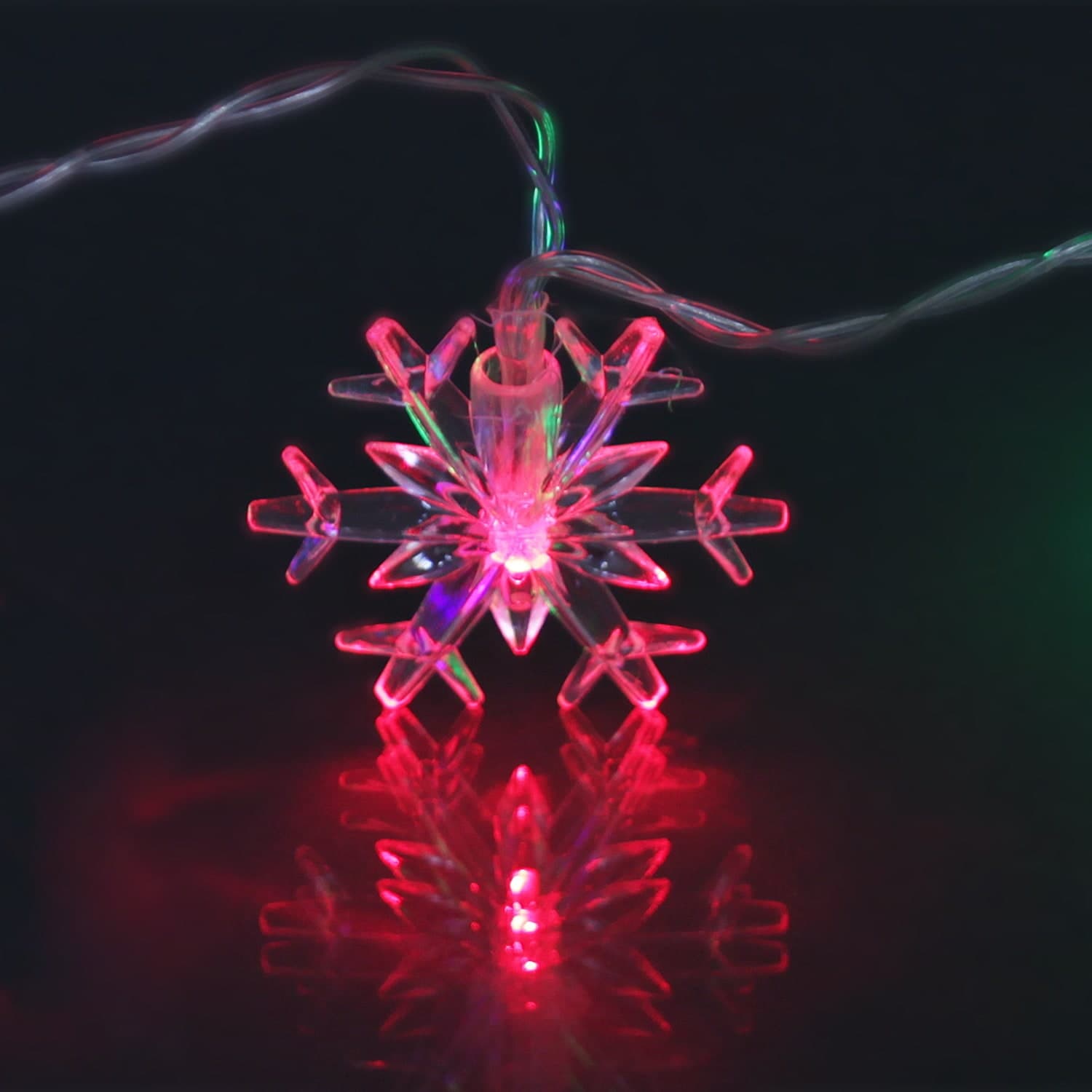 Гирлянда светодиодная, прозрачный провод 4м, 20 LED с насадками "снежинка", от USB Sneha A-472