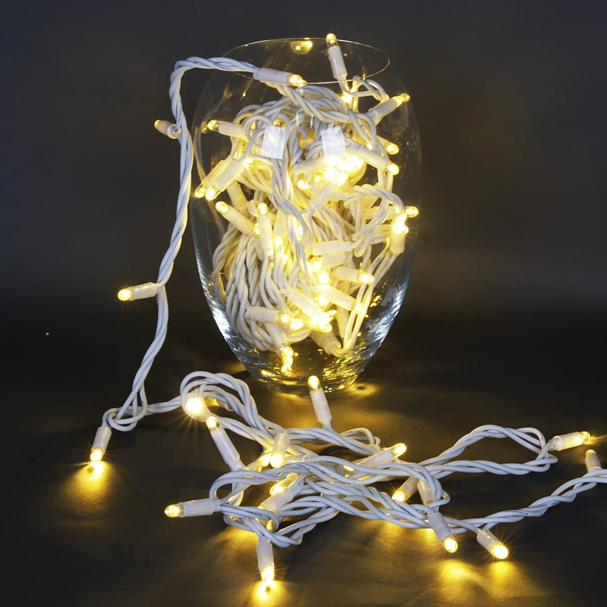 Гирлянда светодиодная, белый провод 10м, 100LED, 24V, морозоустойчивая, влагозащищенная Sneha A-504 WW