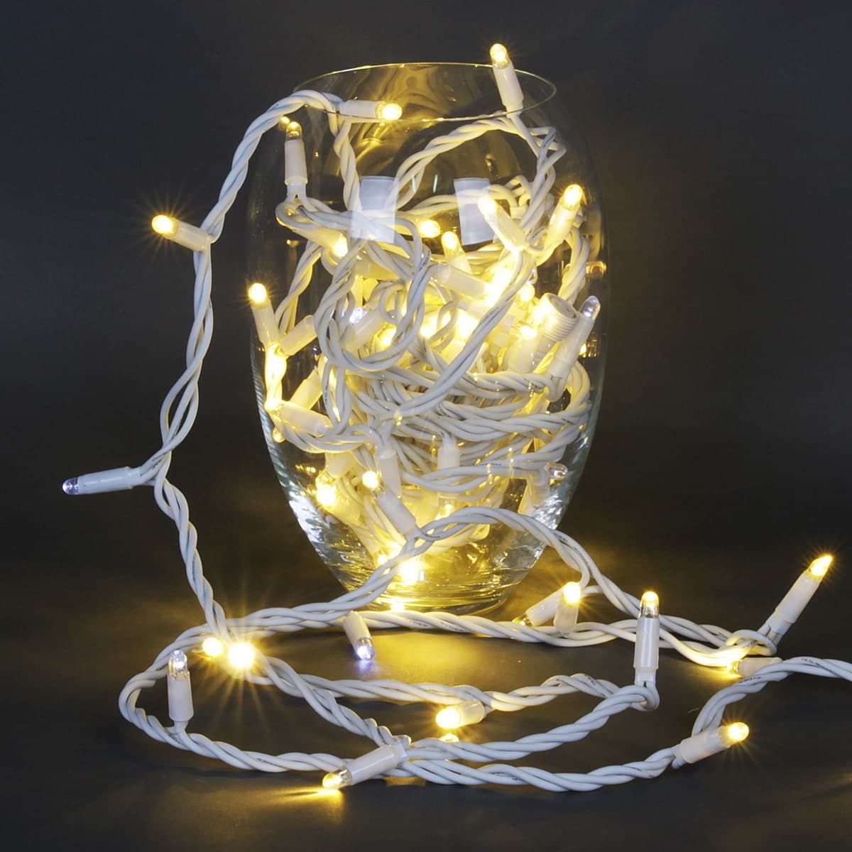 Гирлянда светодиодная, белый провод 10м, 100LED, 24V, морозоустойчивая, влагозащищ. Sneha A-504 WW/W FLASH