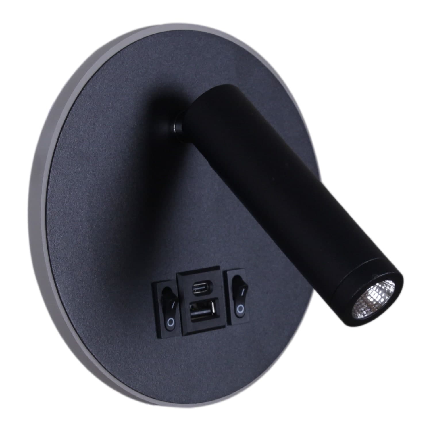 Светильник настенный Reluce 86203-9.2-001KT LED12W+USB BK