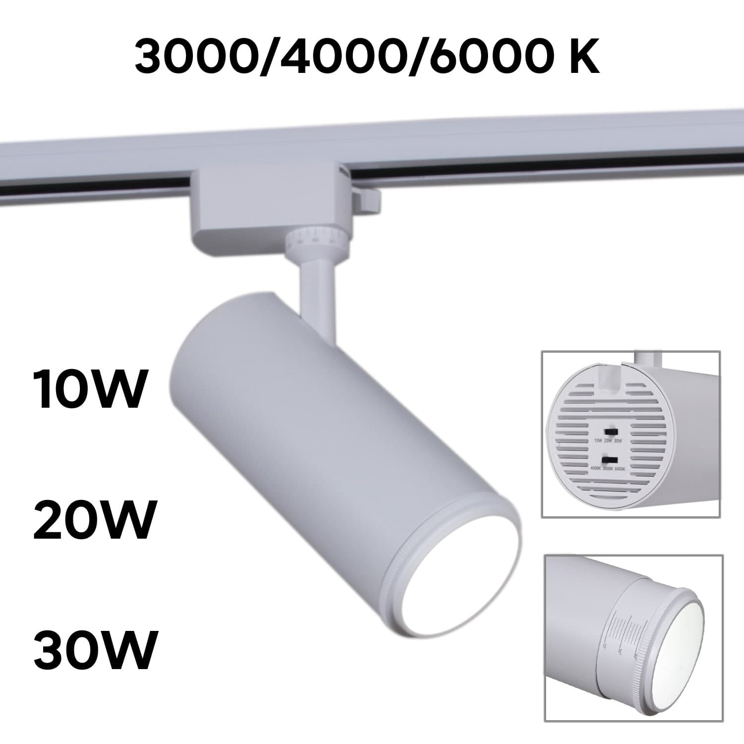 Светильник трековый Reluce 06650-9.3-LED10/20/30W CCT WT