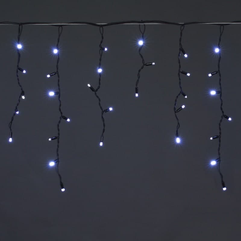 Гирлянда светодиодная, 5х0,6м, 180LED, в виде "бахрома", провод черный, морозост. Sneha A-057A WT/W FLASH