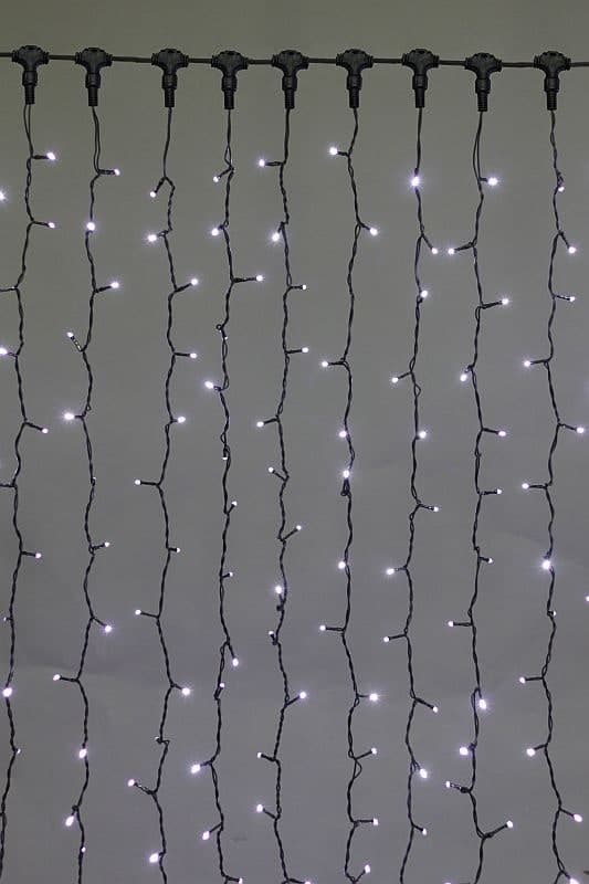 Светодиодный занавес 2х3м 440 LED, провод черный Sneha A-343A WT