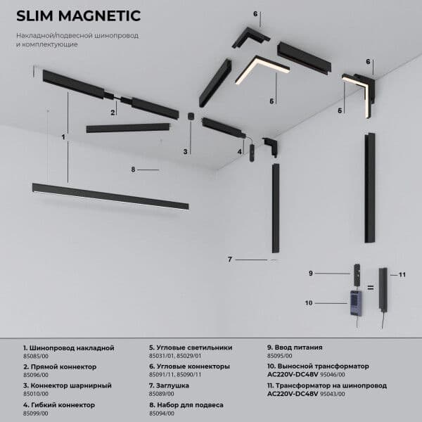 Slim Magnetic SL02 Трековый светильник 12W 3000K (черный) 85005/01 85005/01
