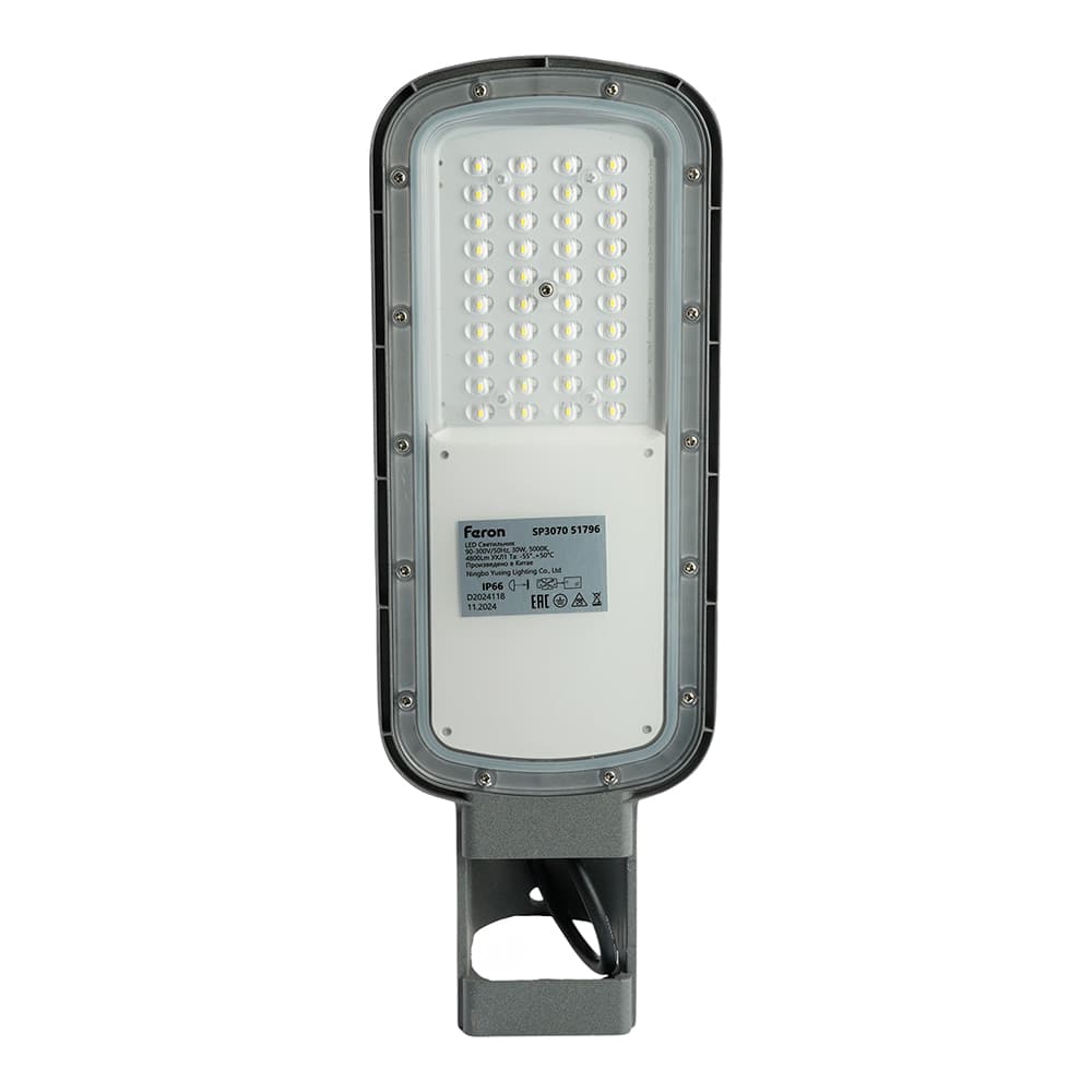 Светодиодный уличный консольный светильник Feron SP3070 30W 5000K 90-300V, серый