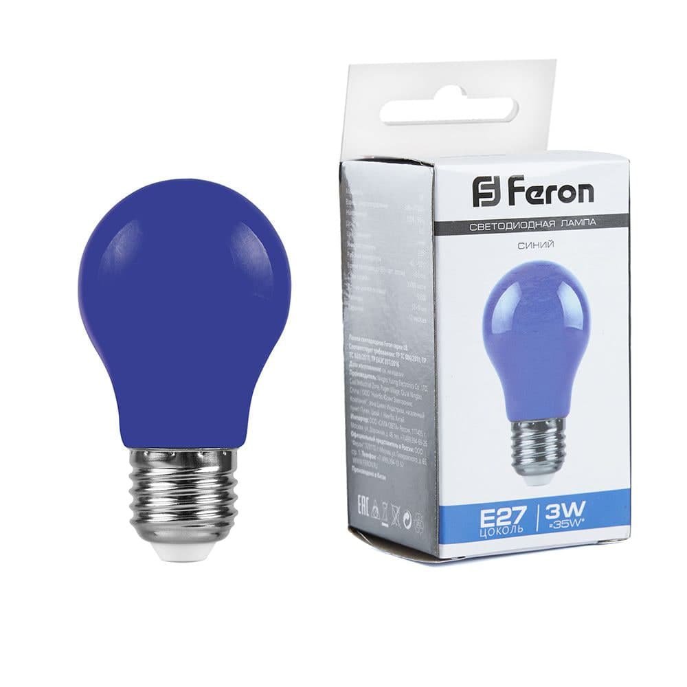 Лампа светодиодная Feron LB-375 E27 3W матовая 230V синяя