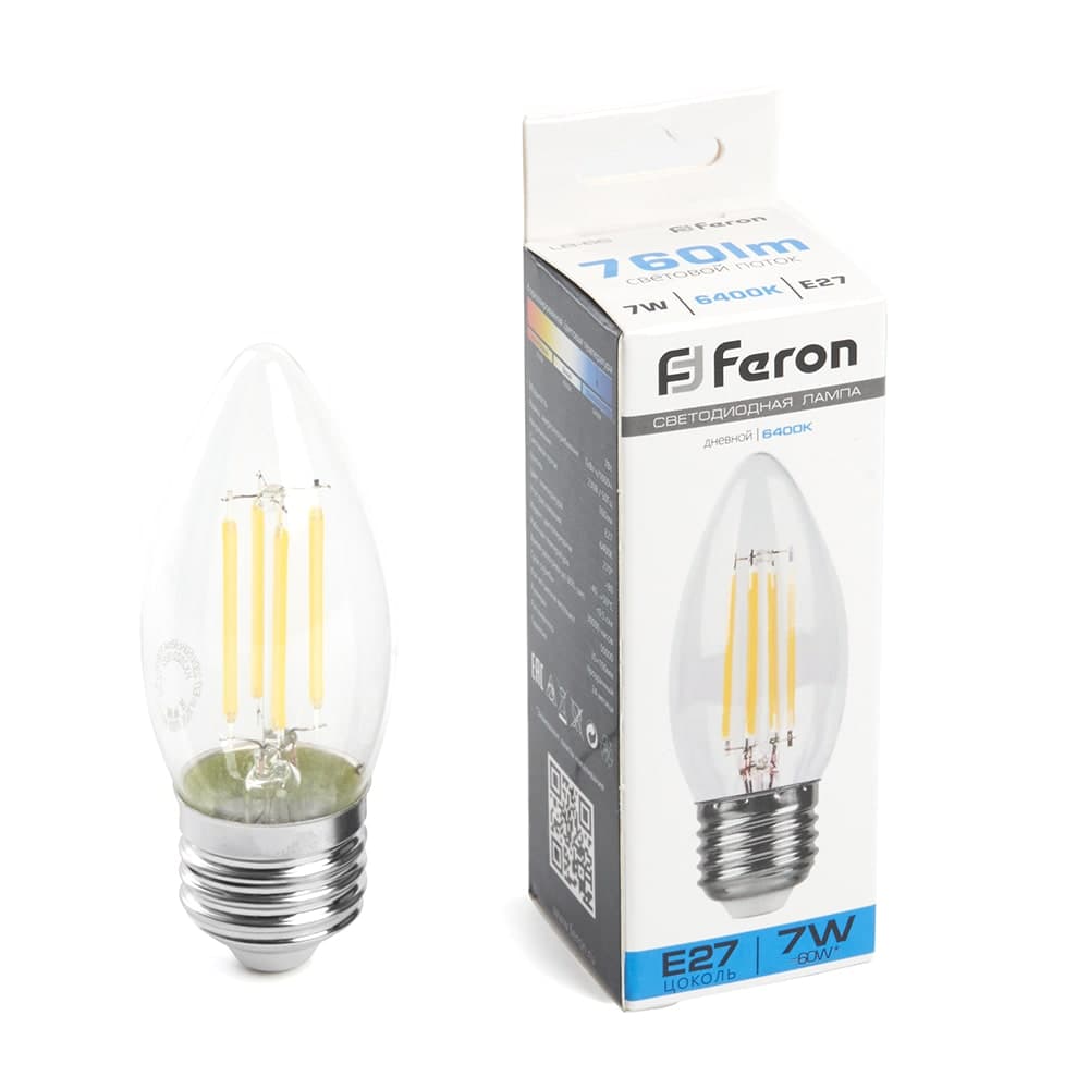 Лампа светодиодная Feron LB-66 Свеча E27 7W 230V 6400K
