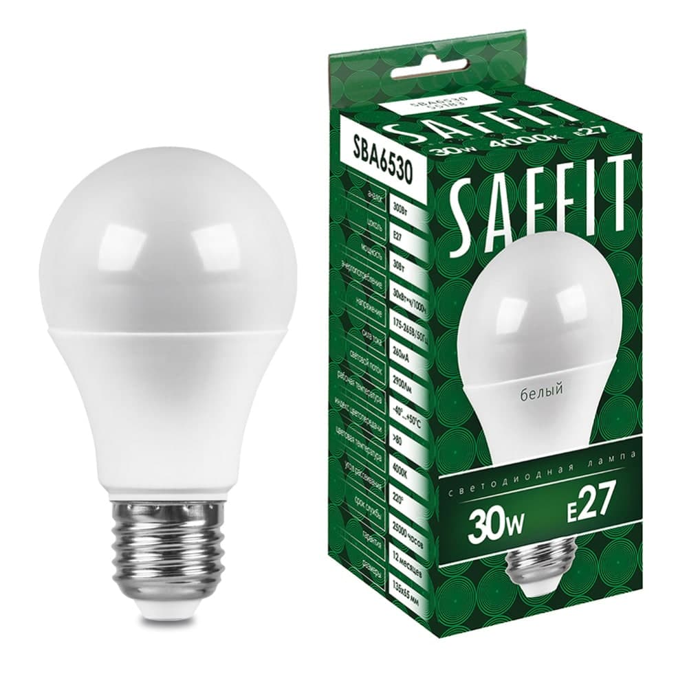 Лампа светодиодная SAFFIT SBA6530 Шар E27 30W 230V 4000K