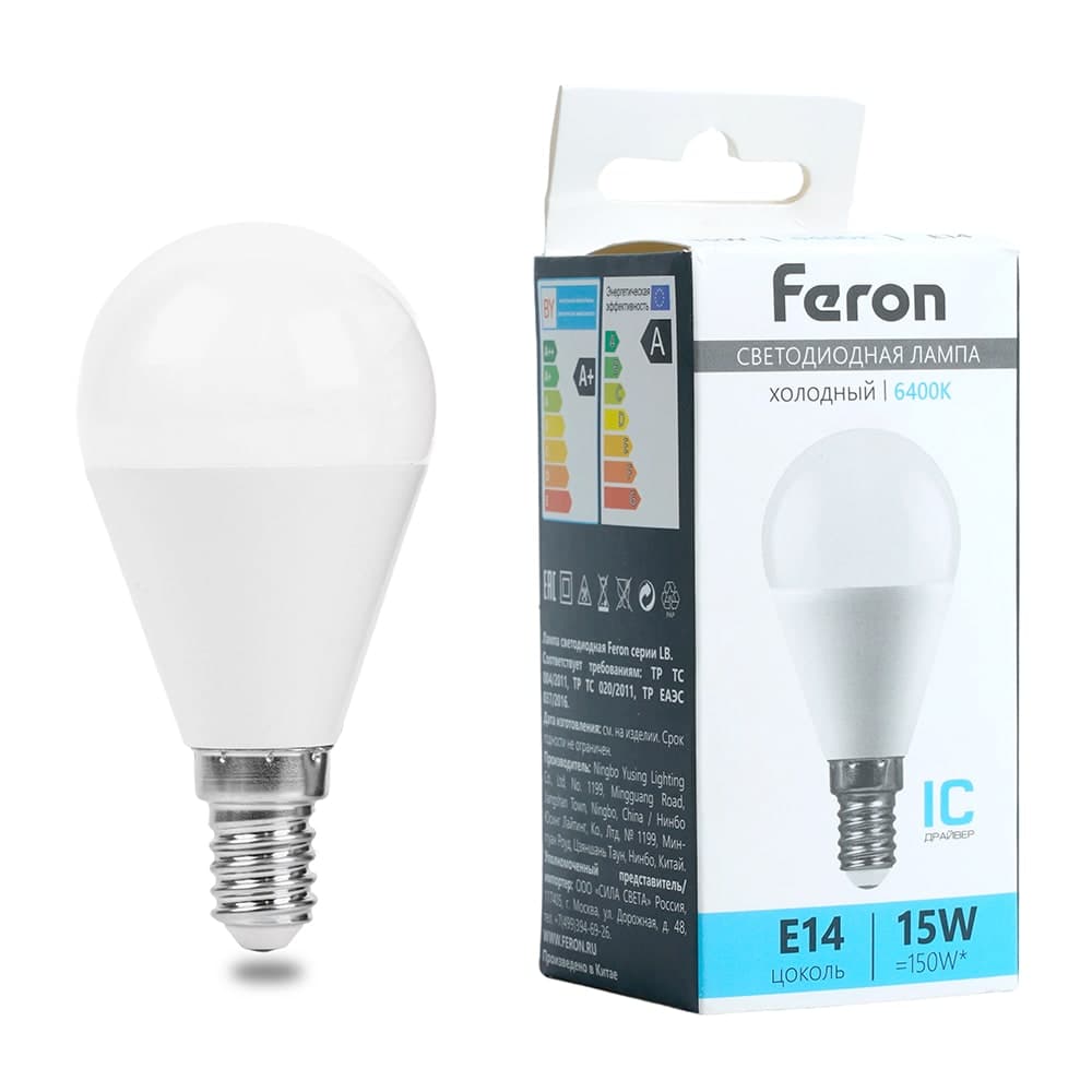 Лампа светодиодная Feron LB-990 Шарик E14 15W 175-265V 6400K
