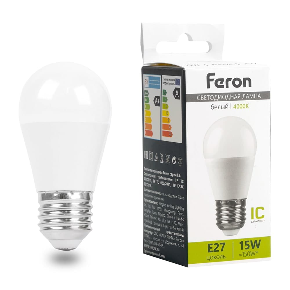 Лампа светодиодная Feron LB-990 Шарик E27 15W 175-265V 4000K