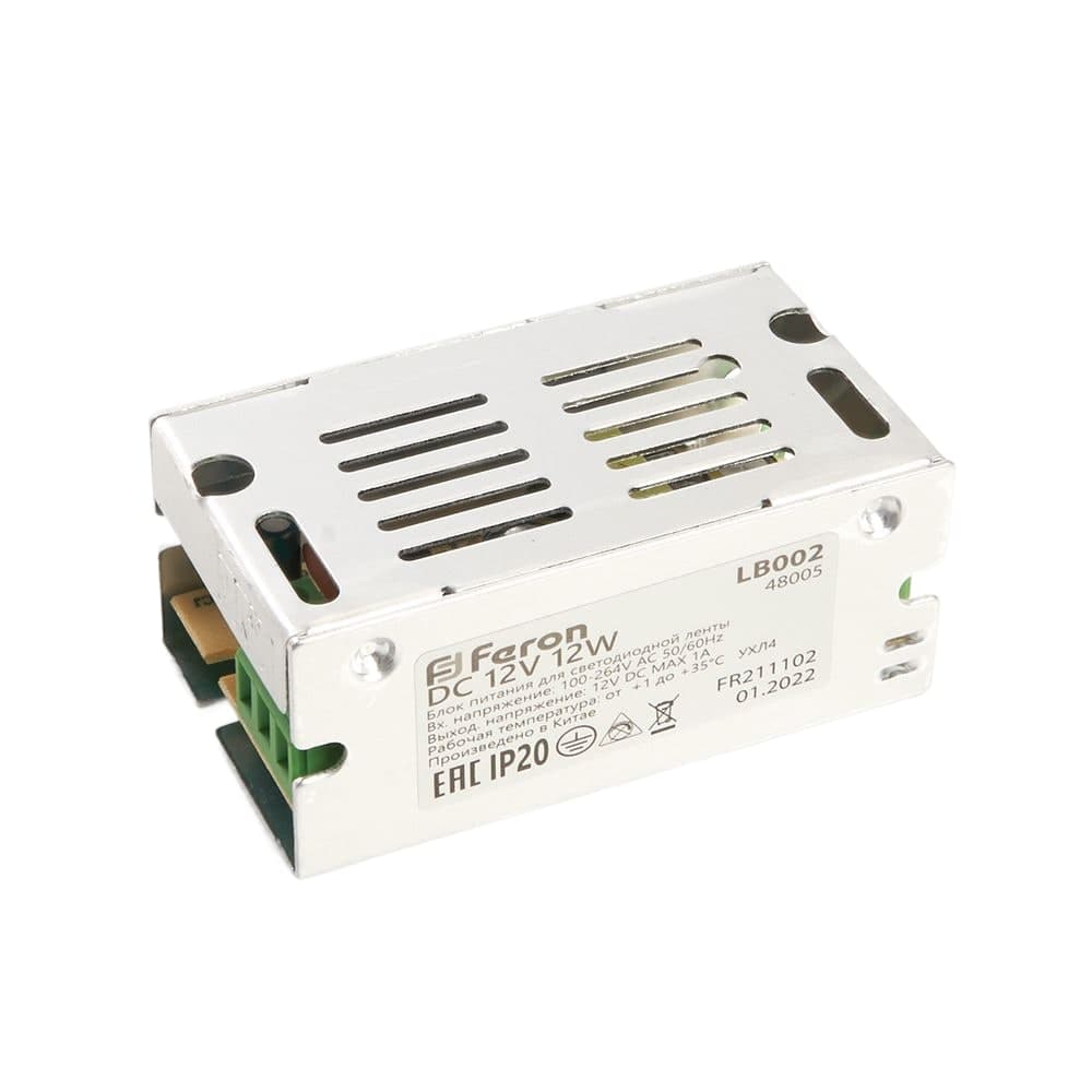 Трансформатор электронный для светодиодной ленты 12W 12V (драйвер), LB002 FERON