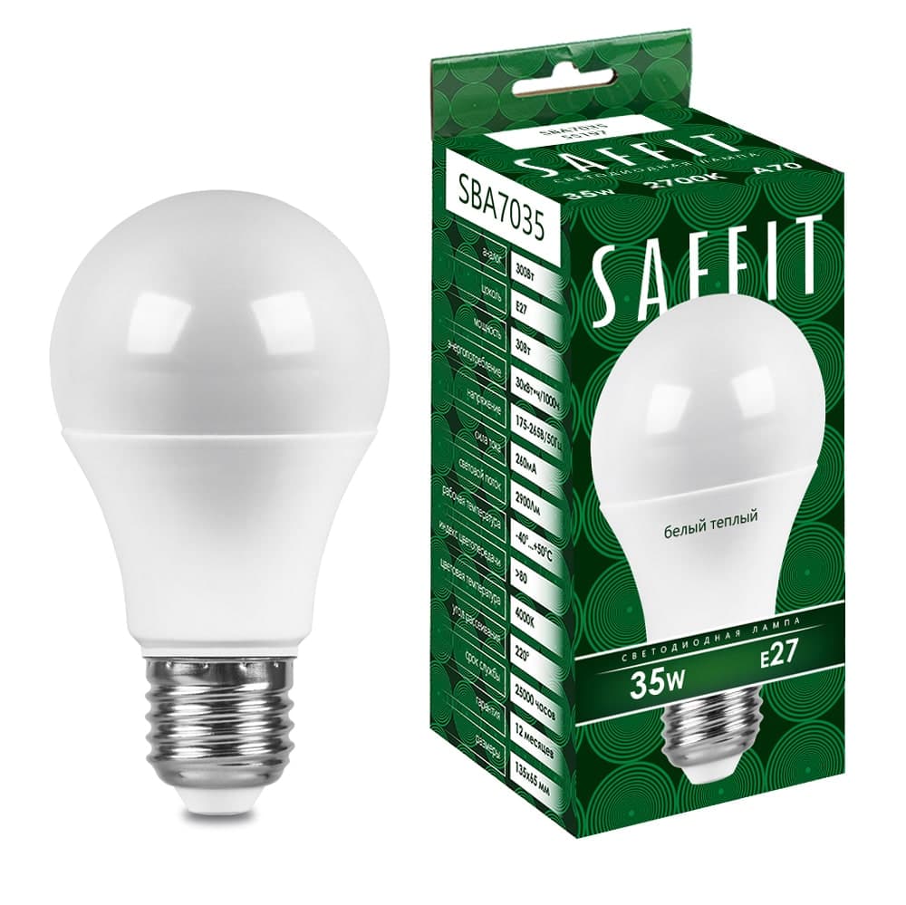 Лампа светодиодная SAFFIT SBA7035 Шар E27 35W 230V 2700K