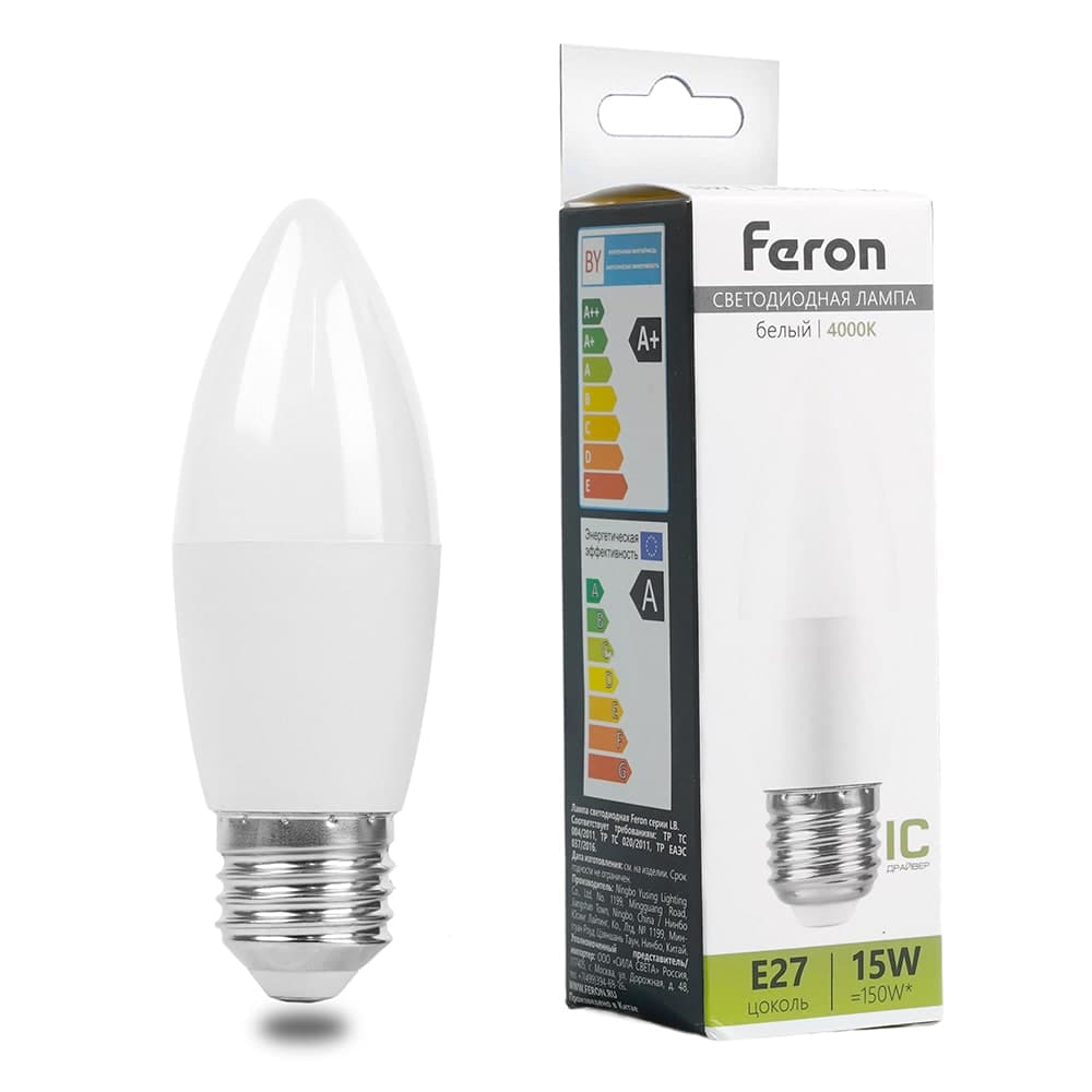 Лампа светодиодная Feron LB-980 Свеча E27 15W 175-265V 4000K