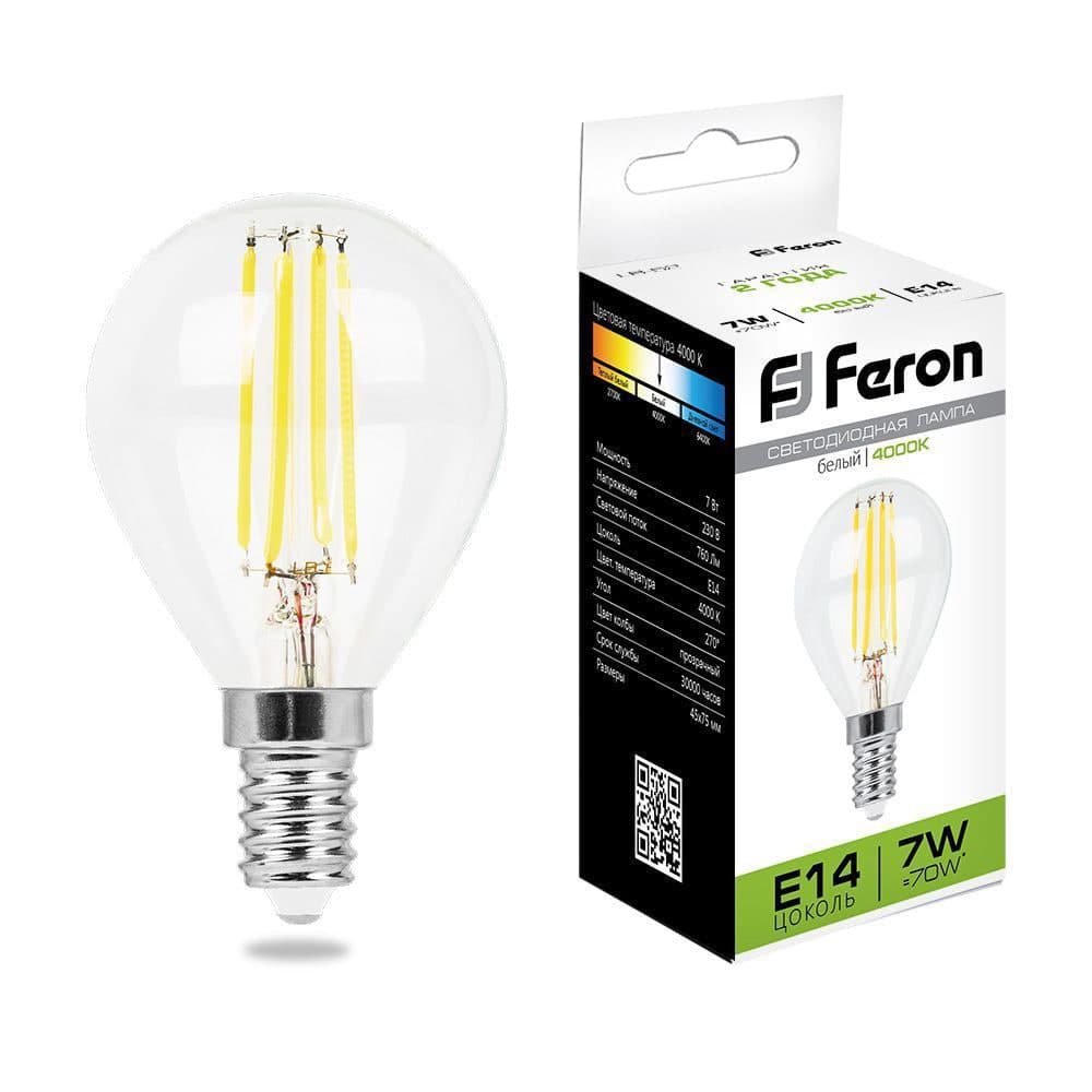 Лампа светодиодная Feron LB-52 Шарик E14 7W 230V 4000K
