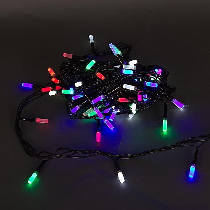 Светодиодная гирлянда 9м 100 LED с контролллером, с насадками "цилиндр", черный провод. Sneha A-217